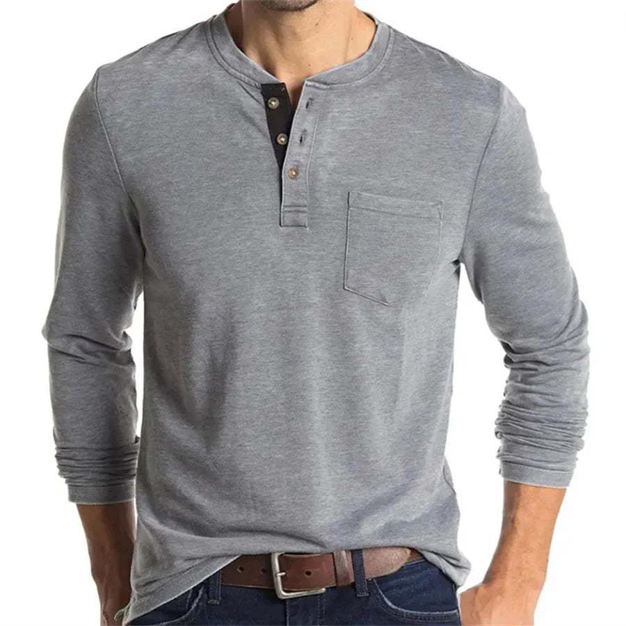 Carlton | Men’s Long Sleeve Crew Neck Henley Shirt