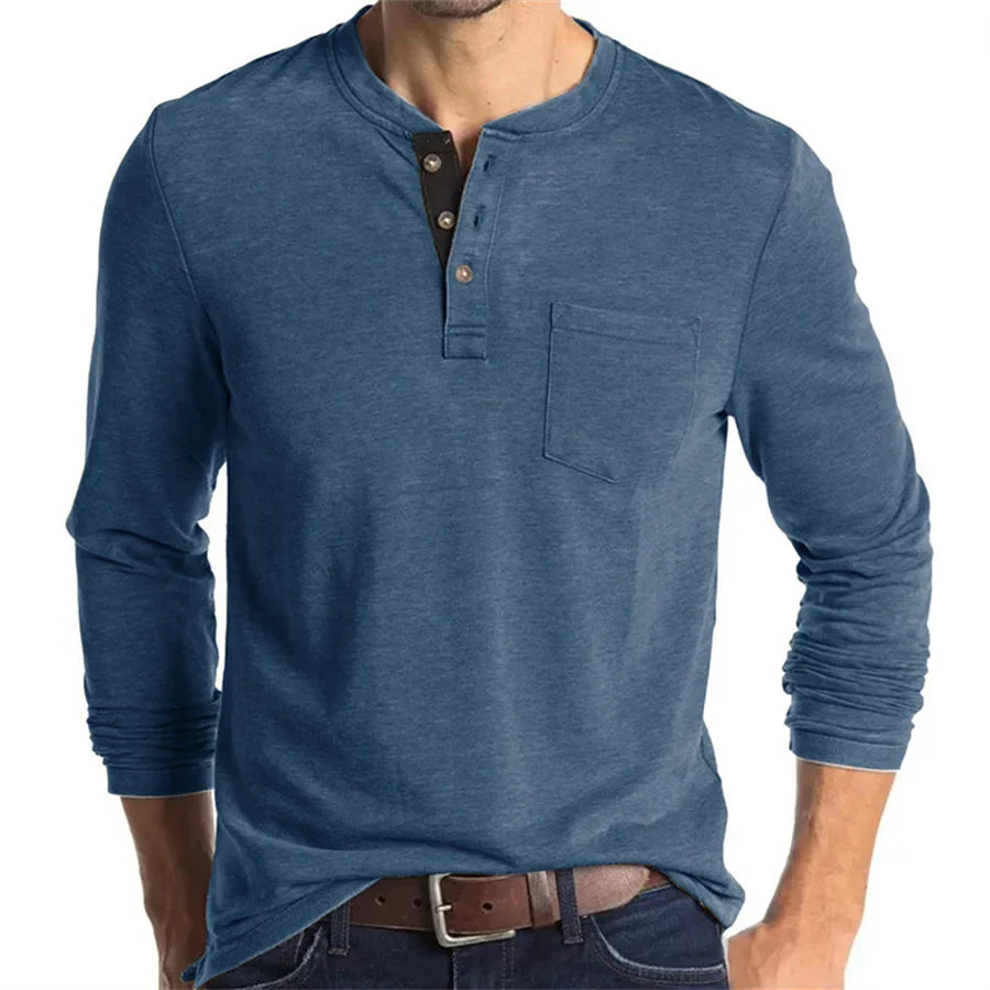 Carlton | Men’s Long Sleeve Crew Neck Henley Shirt