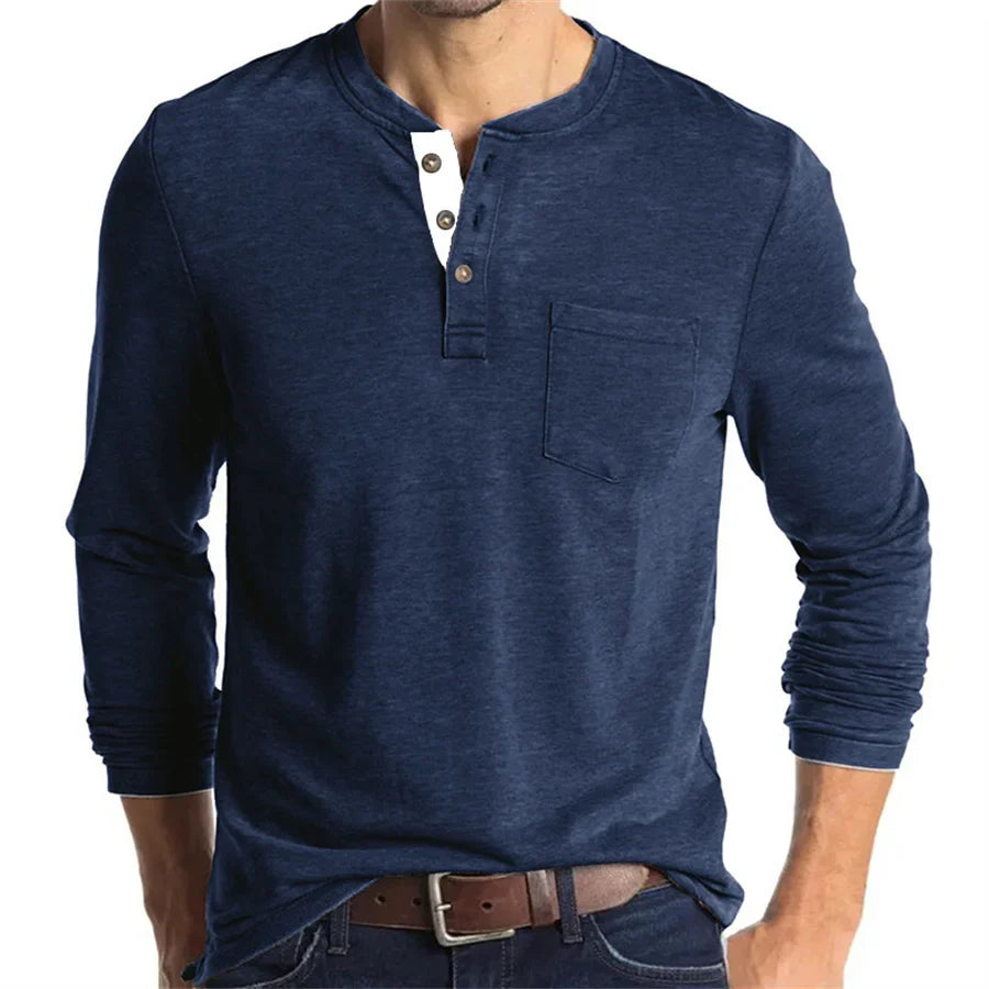 Carlton | Men’s Long Sleeve Crew Neck Henley Shirt
