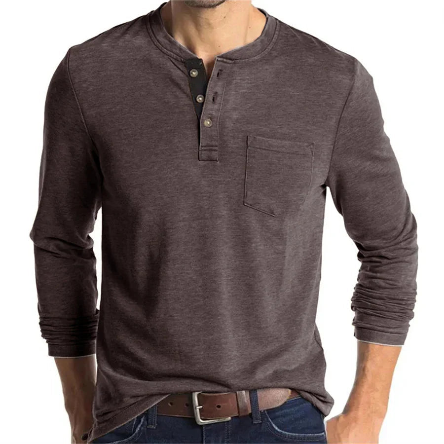 Carlton | Men’s Long Sleeve Crew Neck Henley Shirt