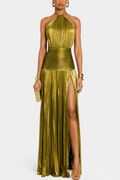 Carly | Women’s High Slit Halter Neck Maxi Dress
