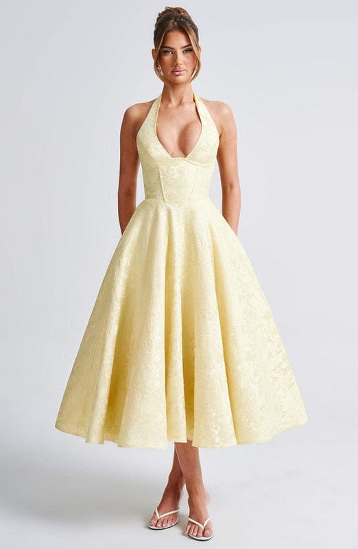 Carmela | Women’s Backless Sleeveless Halter Neck Midi Dress