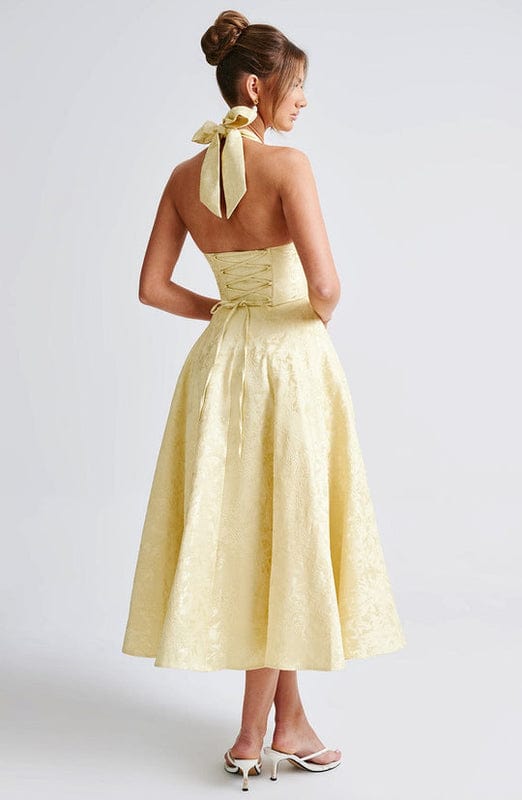 Carmela | Women’s Backless Sleeveless Halter Neck Midi Dress
