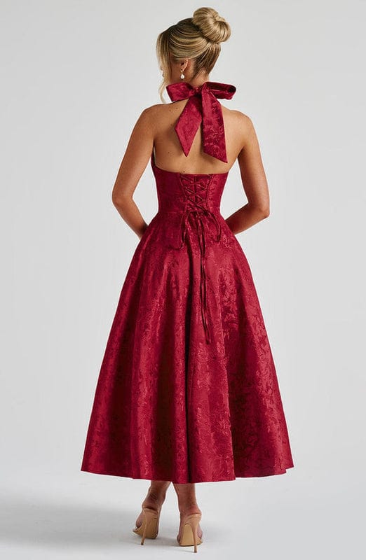 Carmela | Women’s Backless Sleeveless Halter Neck Midi Dress