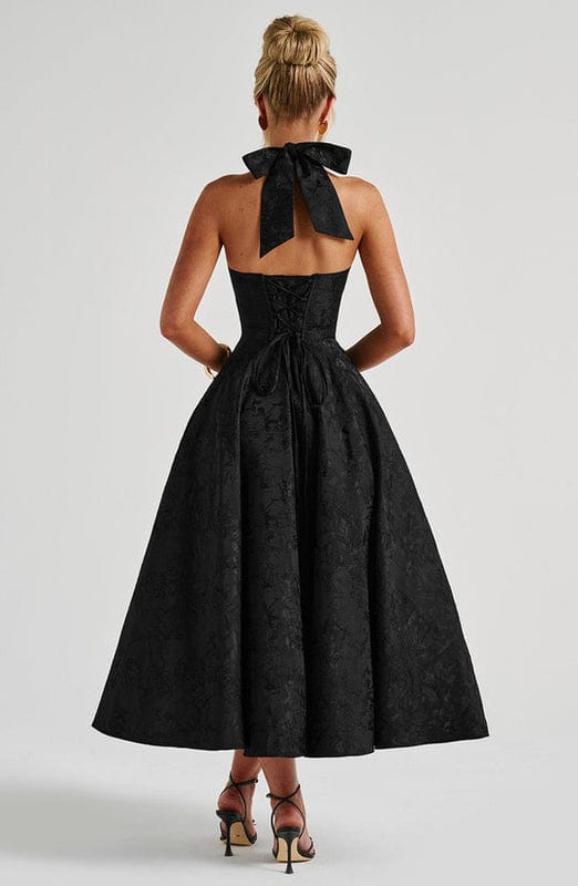Carmela | Women’s Backless Sleeveless Halter Neck Midi Dress