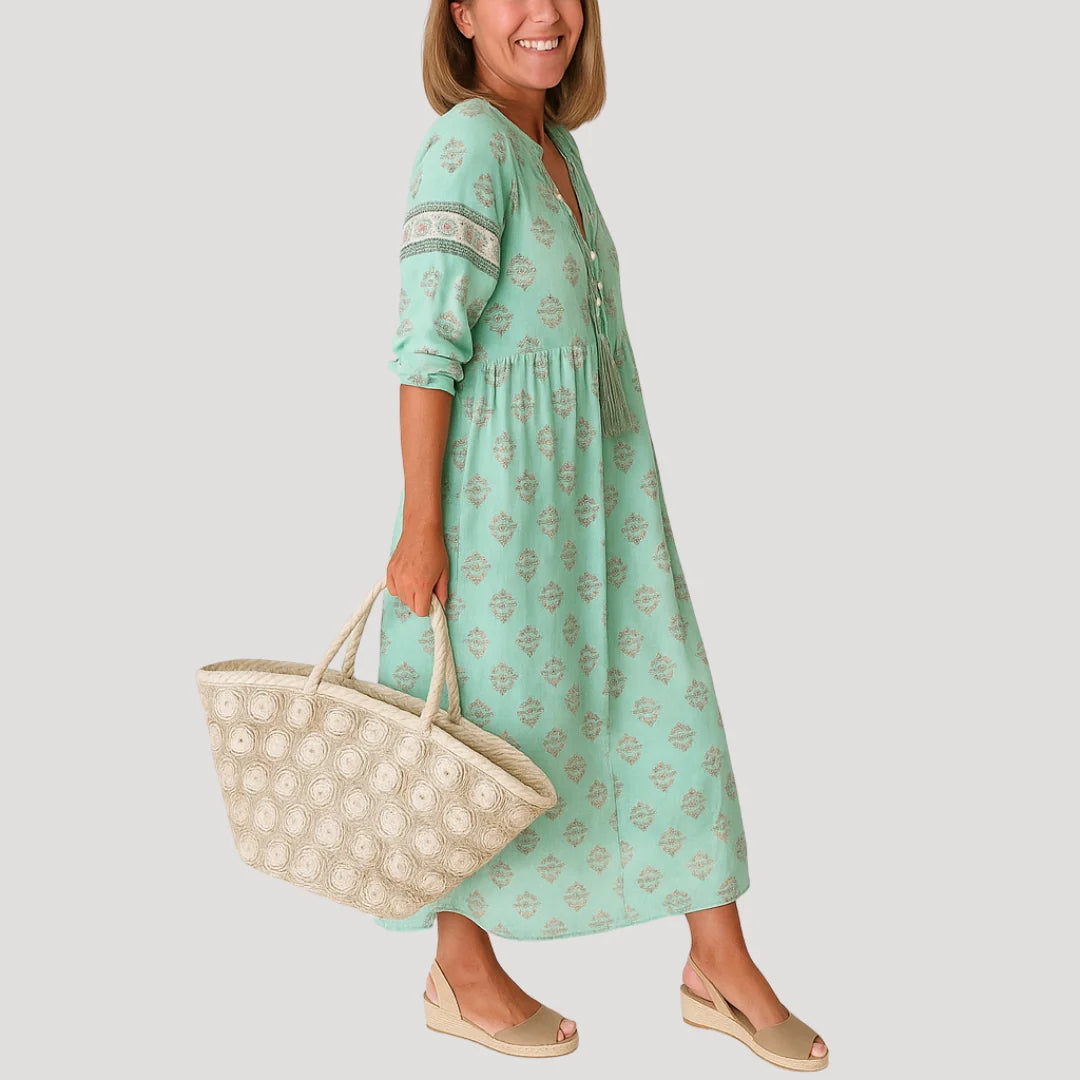 Carol | Women’s Printed Half Sleeve Boho Midi Dress