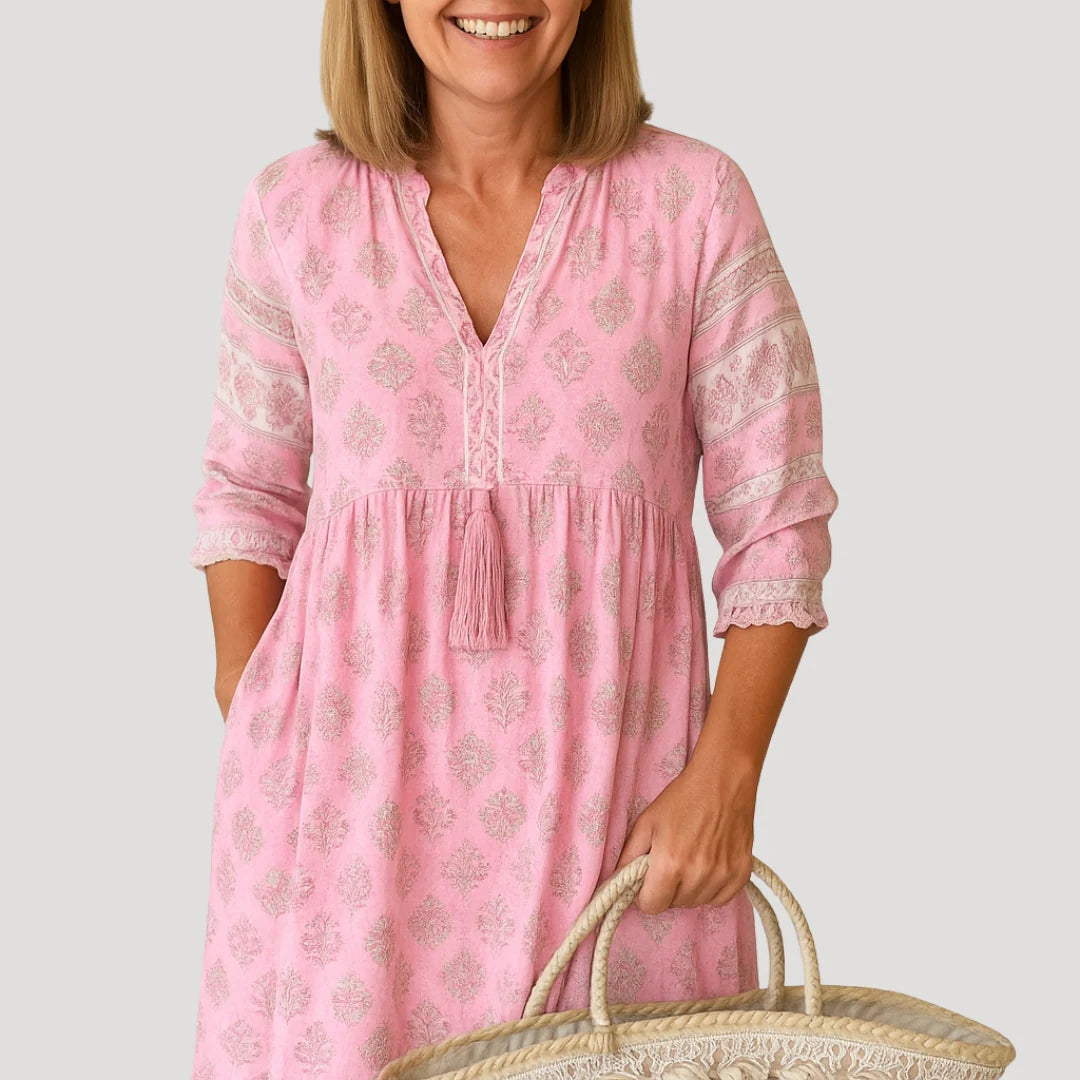Carol | Women’s Printed Half Sleeve Boho Midi Dress