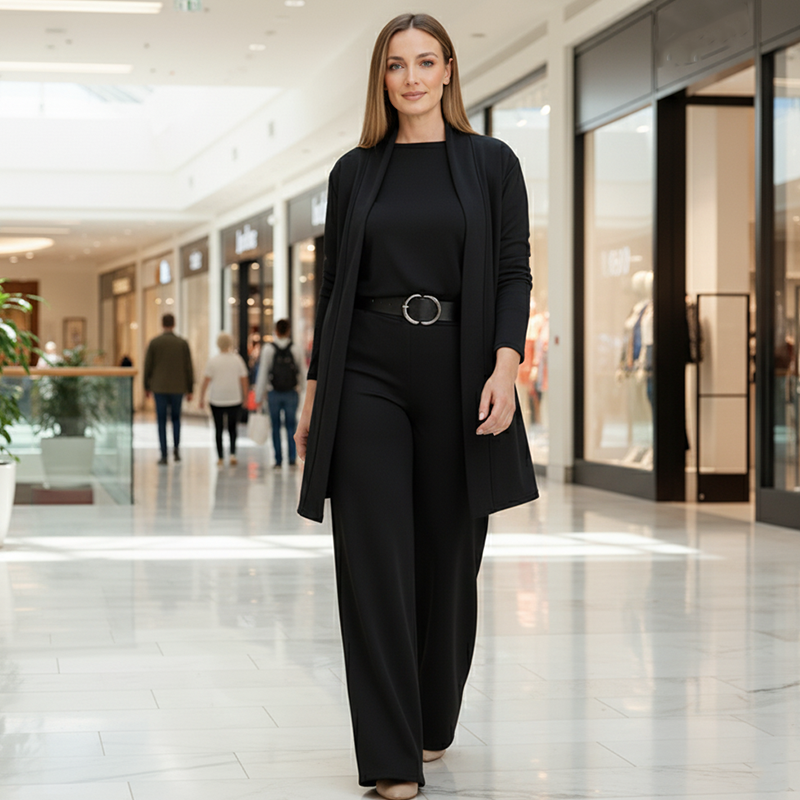 Carole | Women's High Waist Wide Leg Three Piece Suit