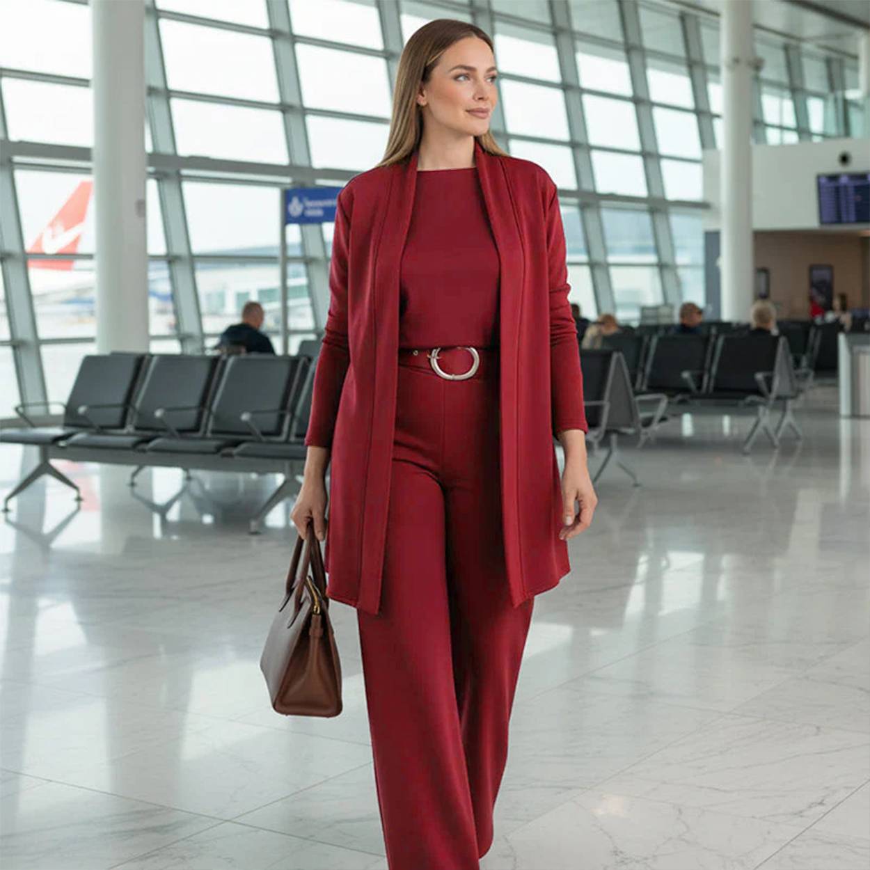 Carole | Women's High Waist Wide Leg Three Piece Suit