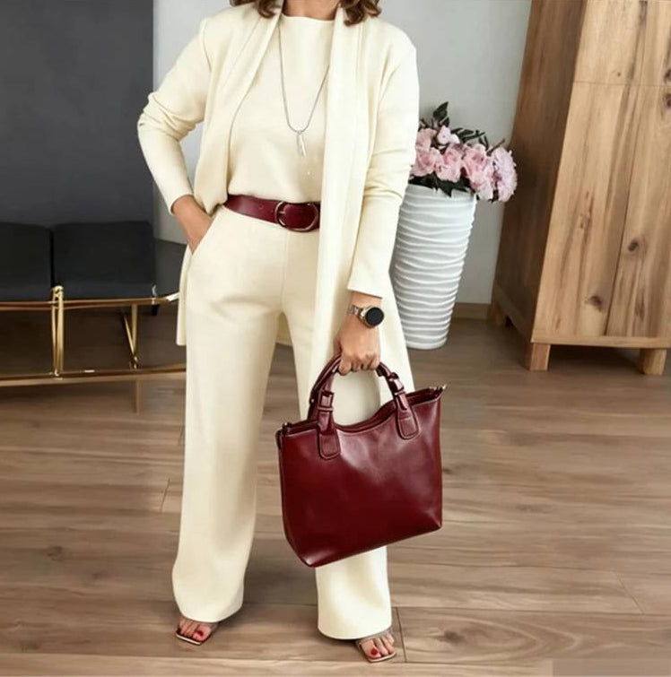 Carole | Women's High Waist Wide Leg Three Piece Suit