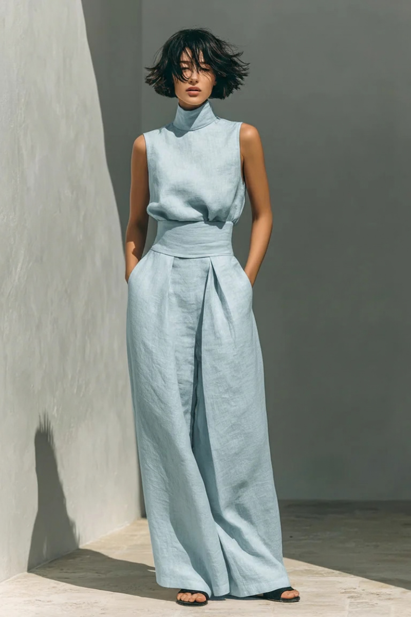 Carolina | Women's High Waist Wide Leg Two Piece Set