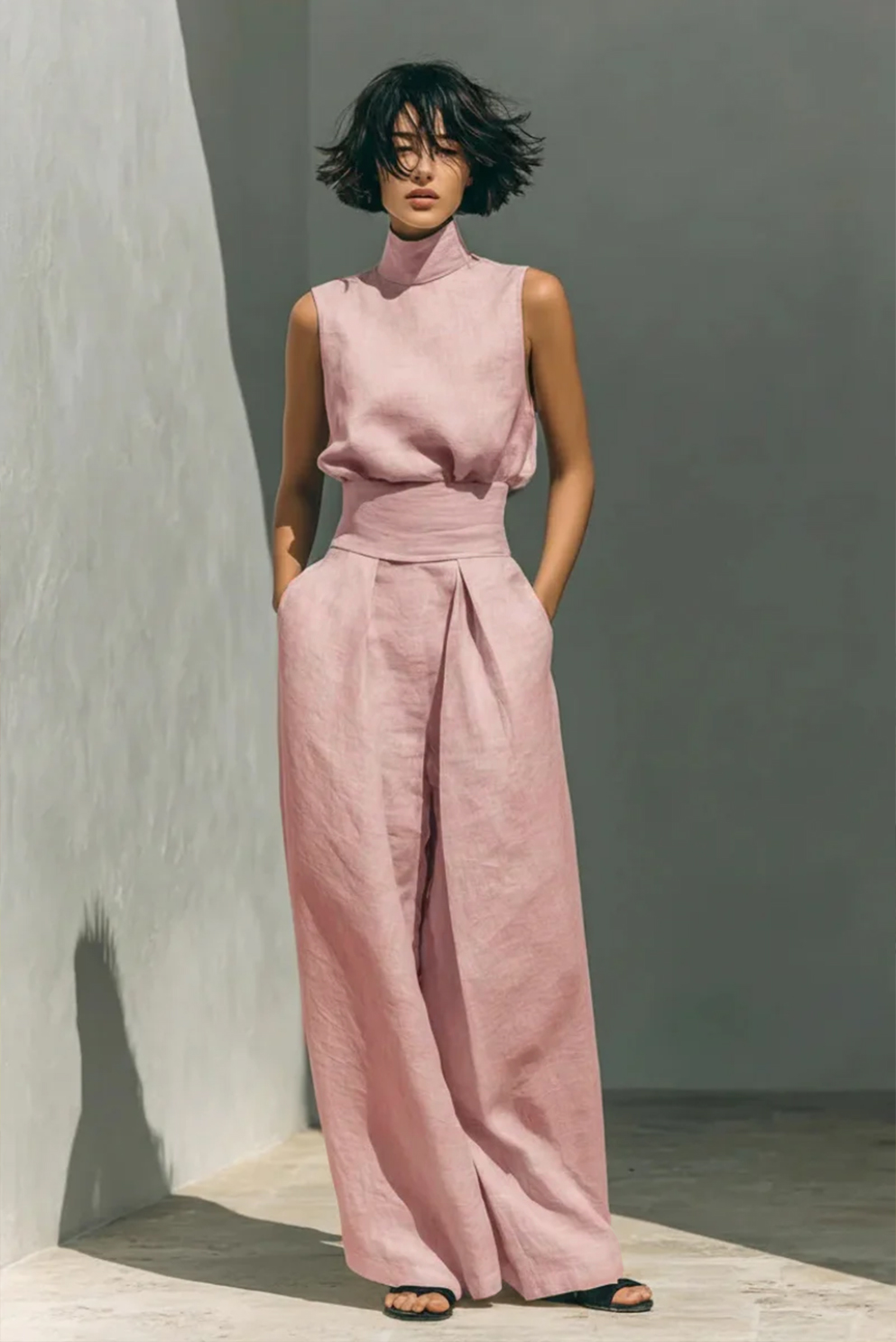 Carolina | Women's High Waist Wide Leg Two Piece Set
