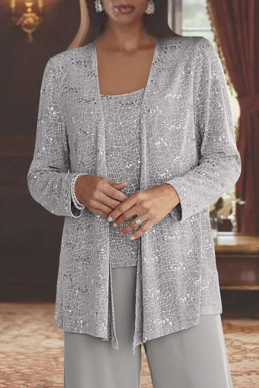 Carolyn | Women's Wide Leg Long Sleeve Three Piece Suit