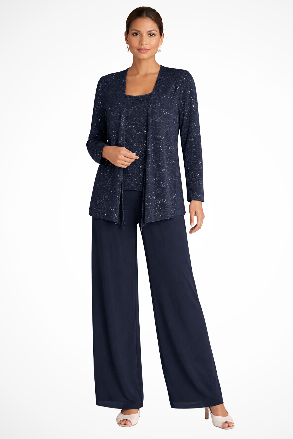 Carolyn | Women's Wide Leg Long Sleeve Three Piece Suit