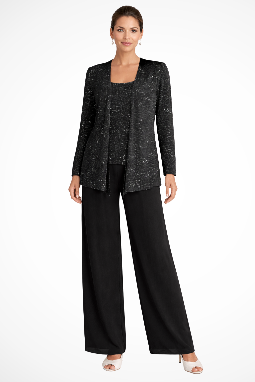 Carolyn | Women's Wide Leg Long Sleeve Three Piece Suit
