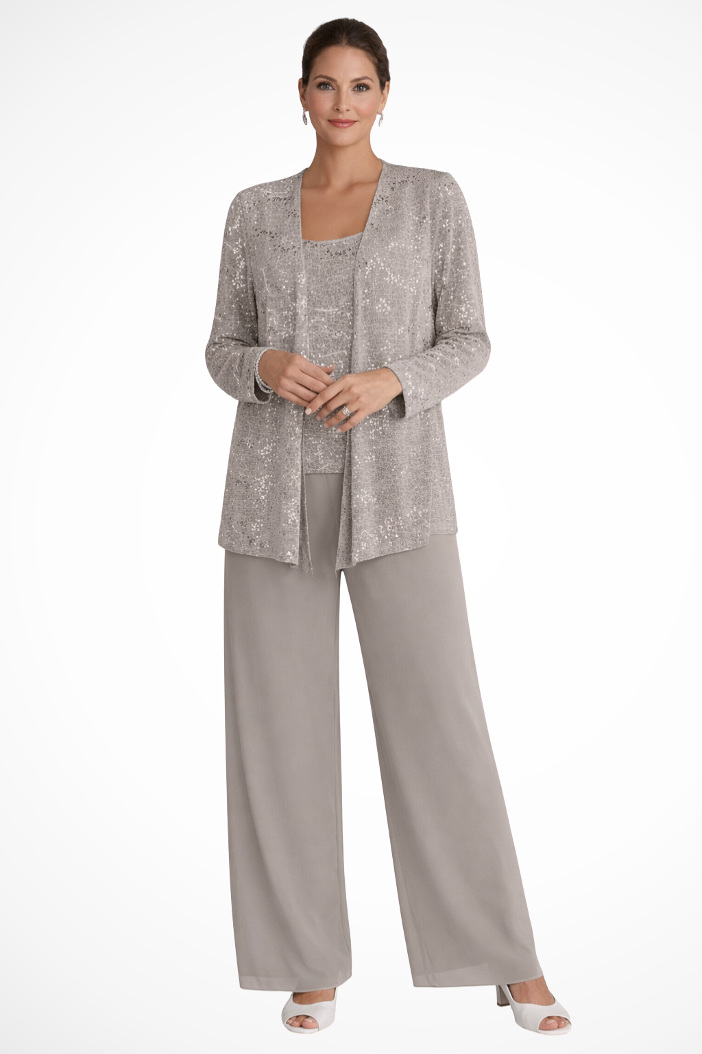 Carolyn | Women's Wide Leg Long Sleeve Three Piece Suit