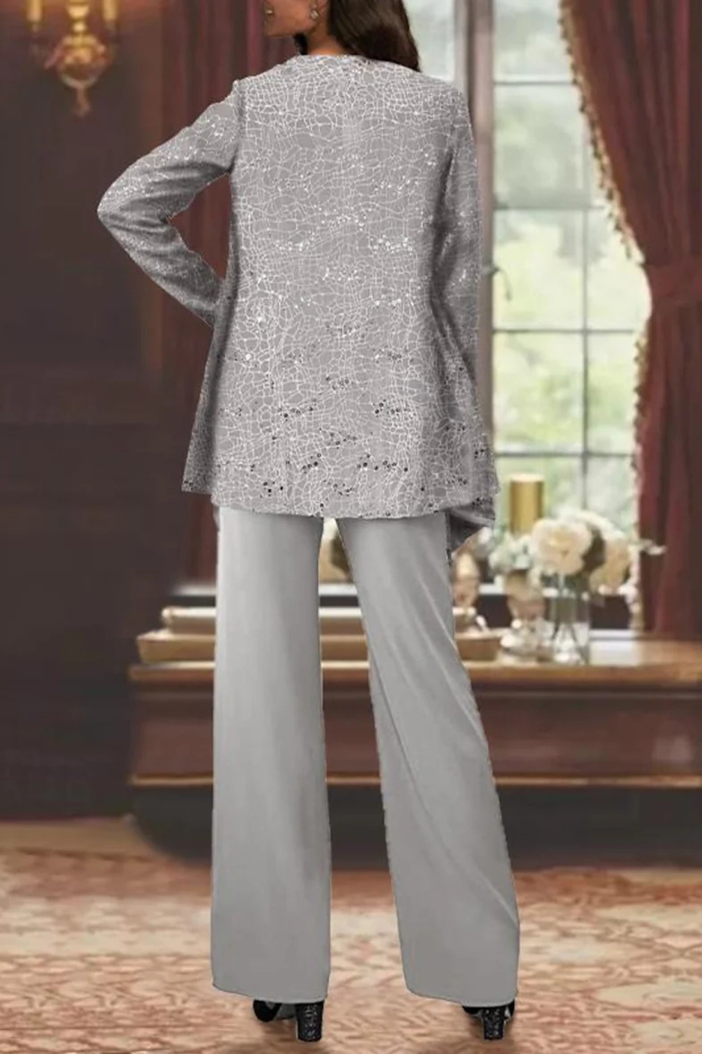 Carolyn | Women's Wide Leg Long Sleeve Three Piece Suit