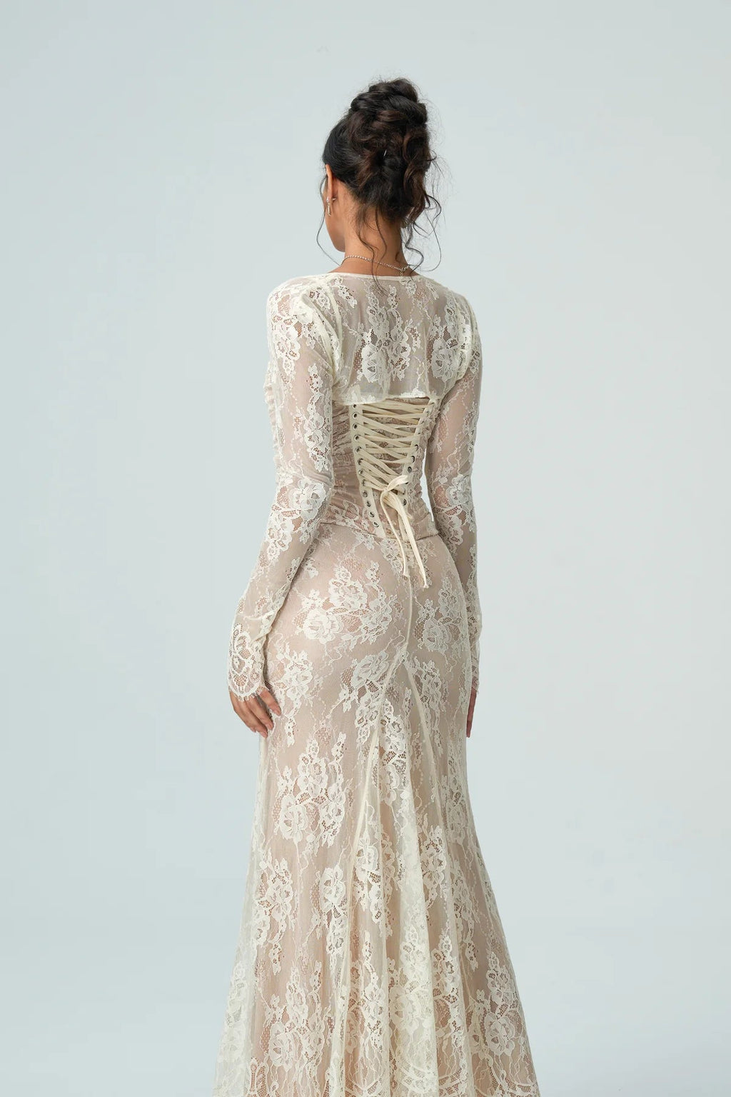 Carrie | Women’s Square Neck Sheer Sleeve Wedding Guest Dress