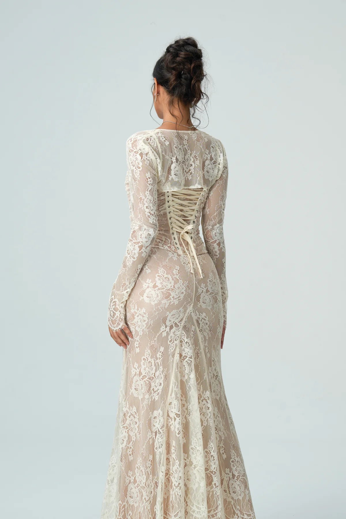Carrie | Women’s Square Neck Sheer Sleeve Wedding Guest Dress