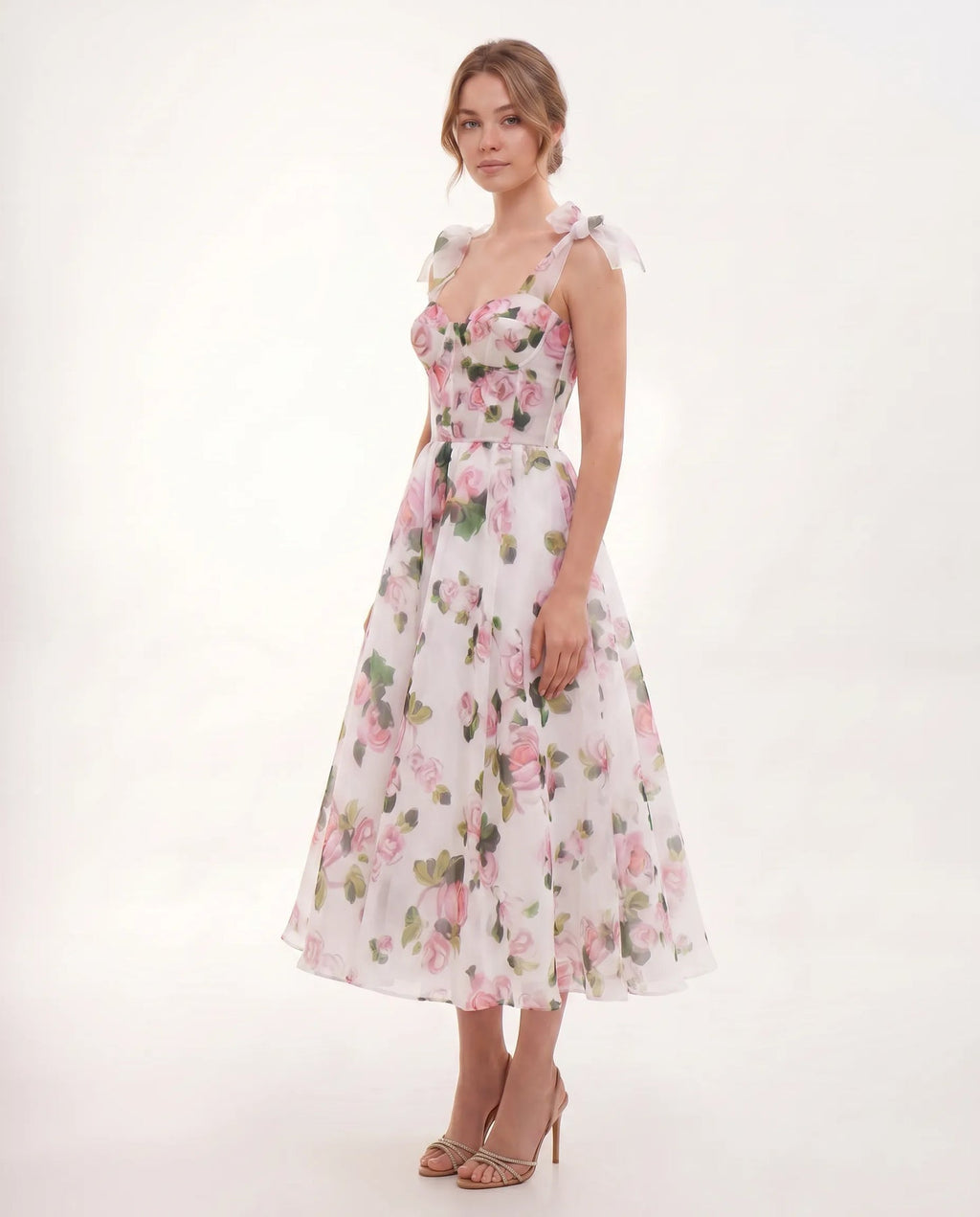 Cassidy | Women's Sweetheart Neckline Flowy Midi Dress