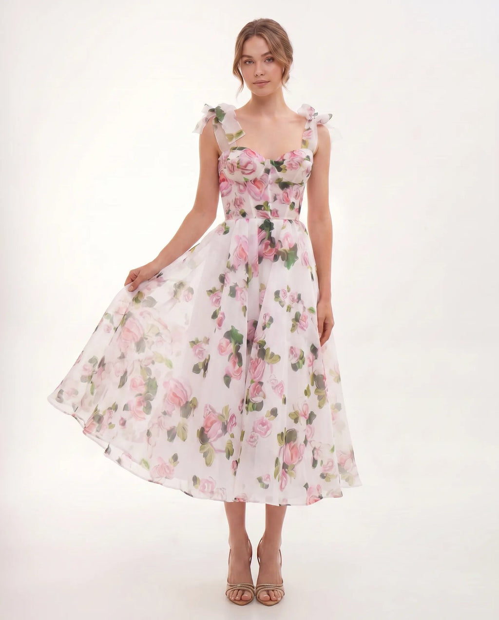 Cassidy | Women's Sweetheart Neckline Flowy Midi Dress