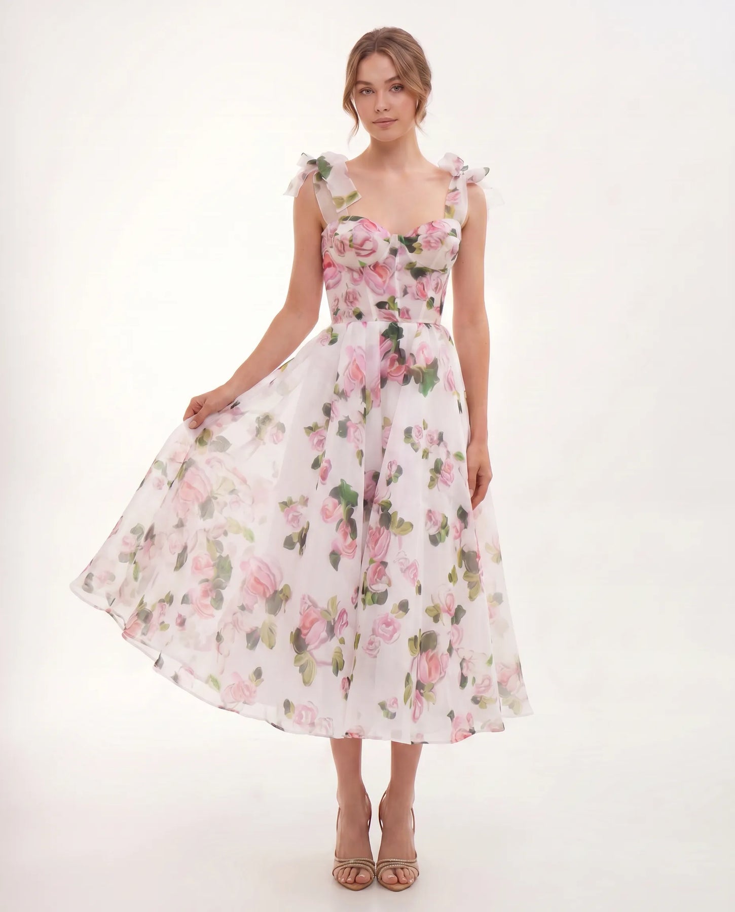 Cassidy | Women's Sweetheart Neckline Flowy Midi Dress