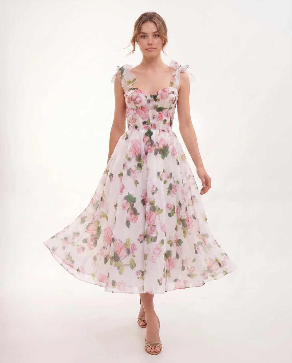 Cassidy | Women's Sweetheart Neckline Flowy Midi Dress