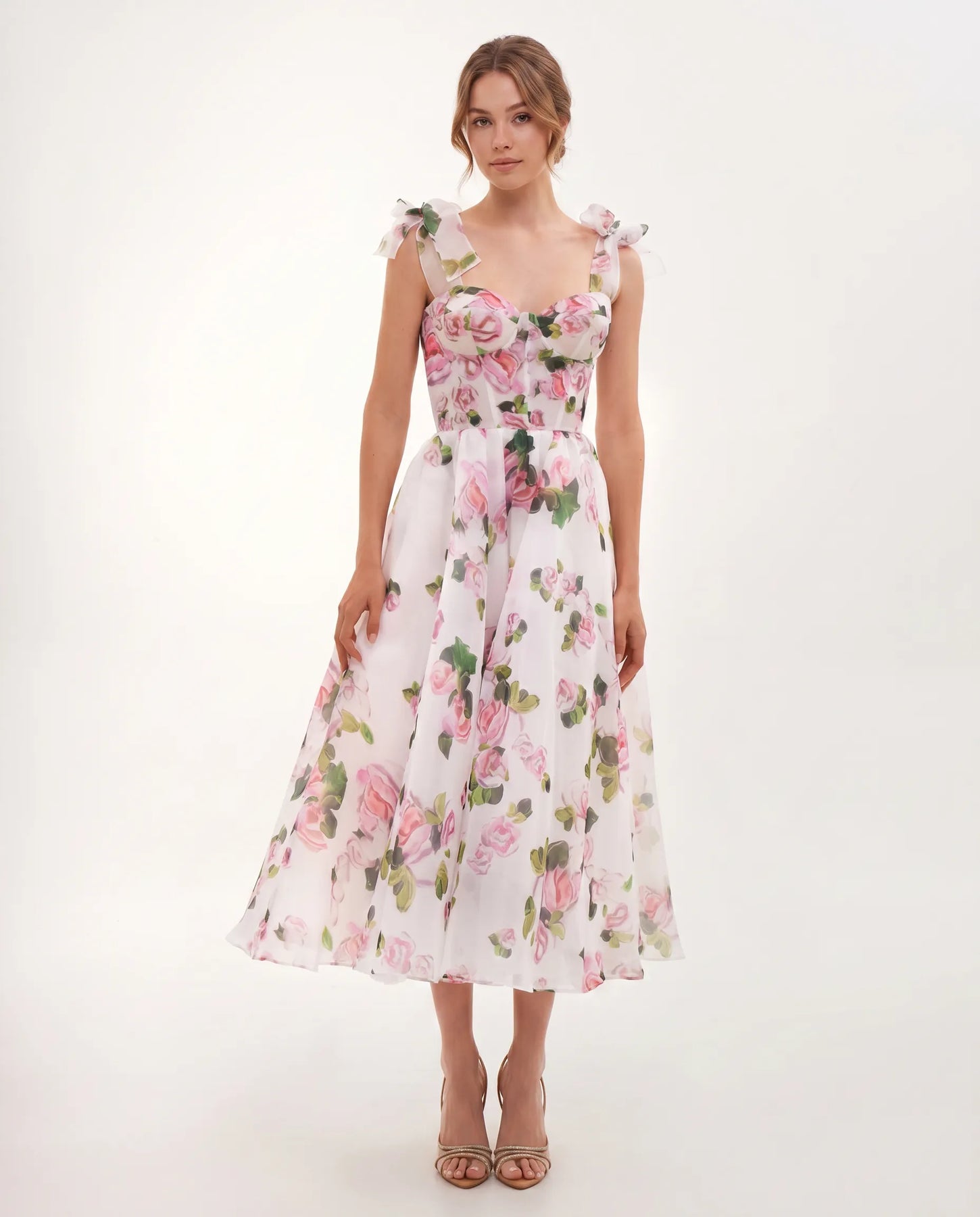 Cassidy | Women's Sweetheart Neckline Flowy Midi Dress
