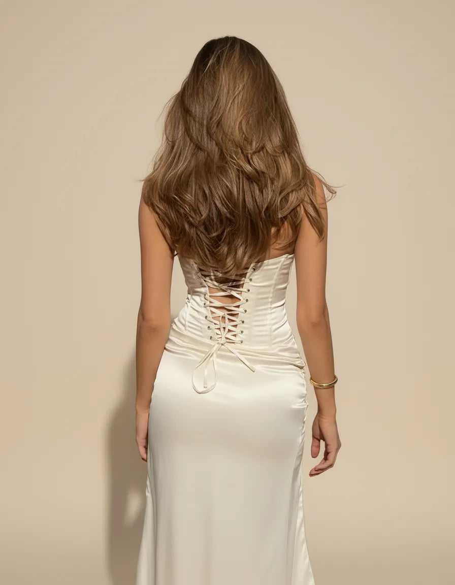 Cassie | Women’s High Slit Sleeveless White Wedding Guest Dress