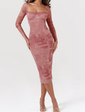 Catalina | Women’s Square Neck Long Sleeve Bodycon Midi Dress