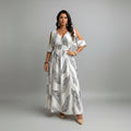 Catharine | Women’s V Neck Printed Flowy Maxi Dress