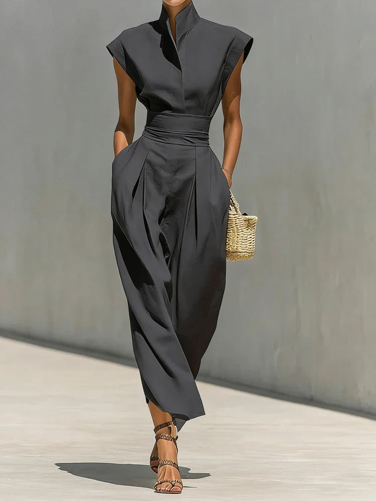 Celandine | Women's Stand Collar Sleeveless Wedding Guest Dress