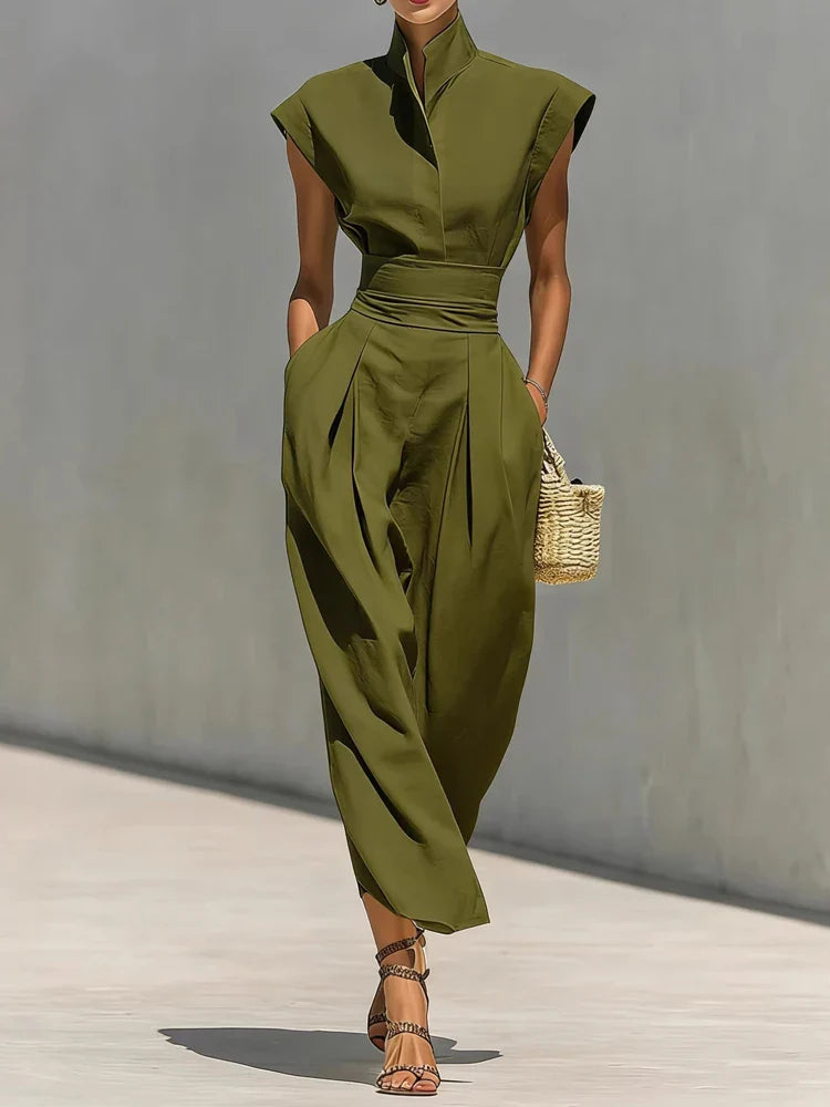 Celandine | Women's Stand Collar Sleeveless Wedding Guest Dress