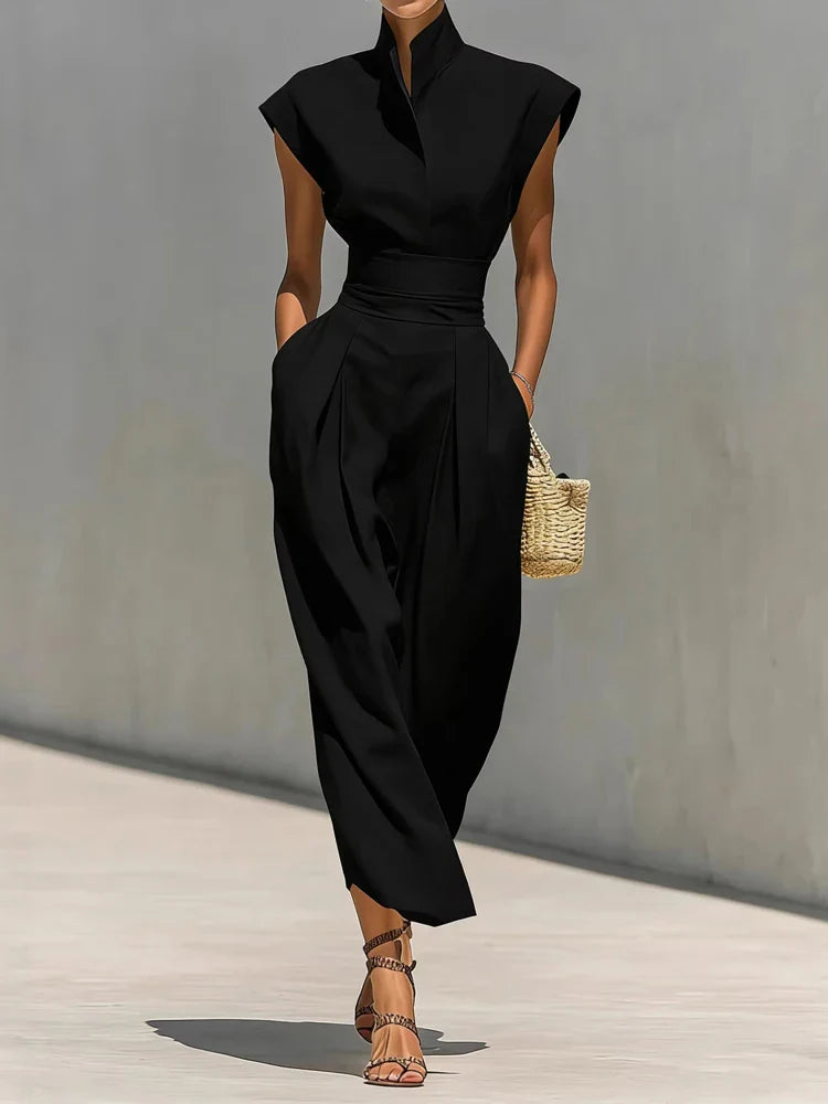 Celandine | Women's Stand Collar Sleeveless Wedding Guest Dress