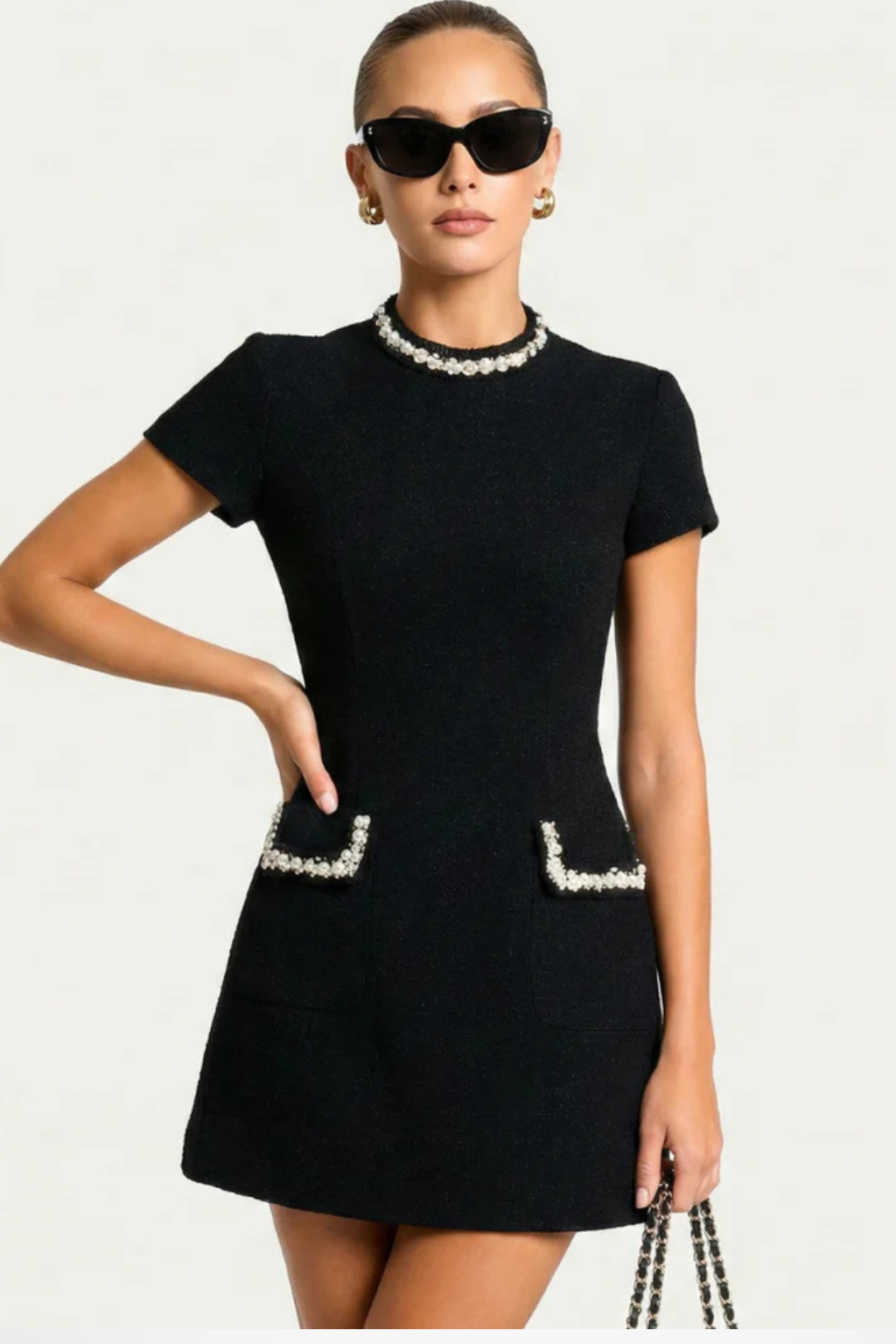 Celestia | Women's Short Sleeve Mock Neck Mini Dress