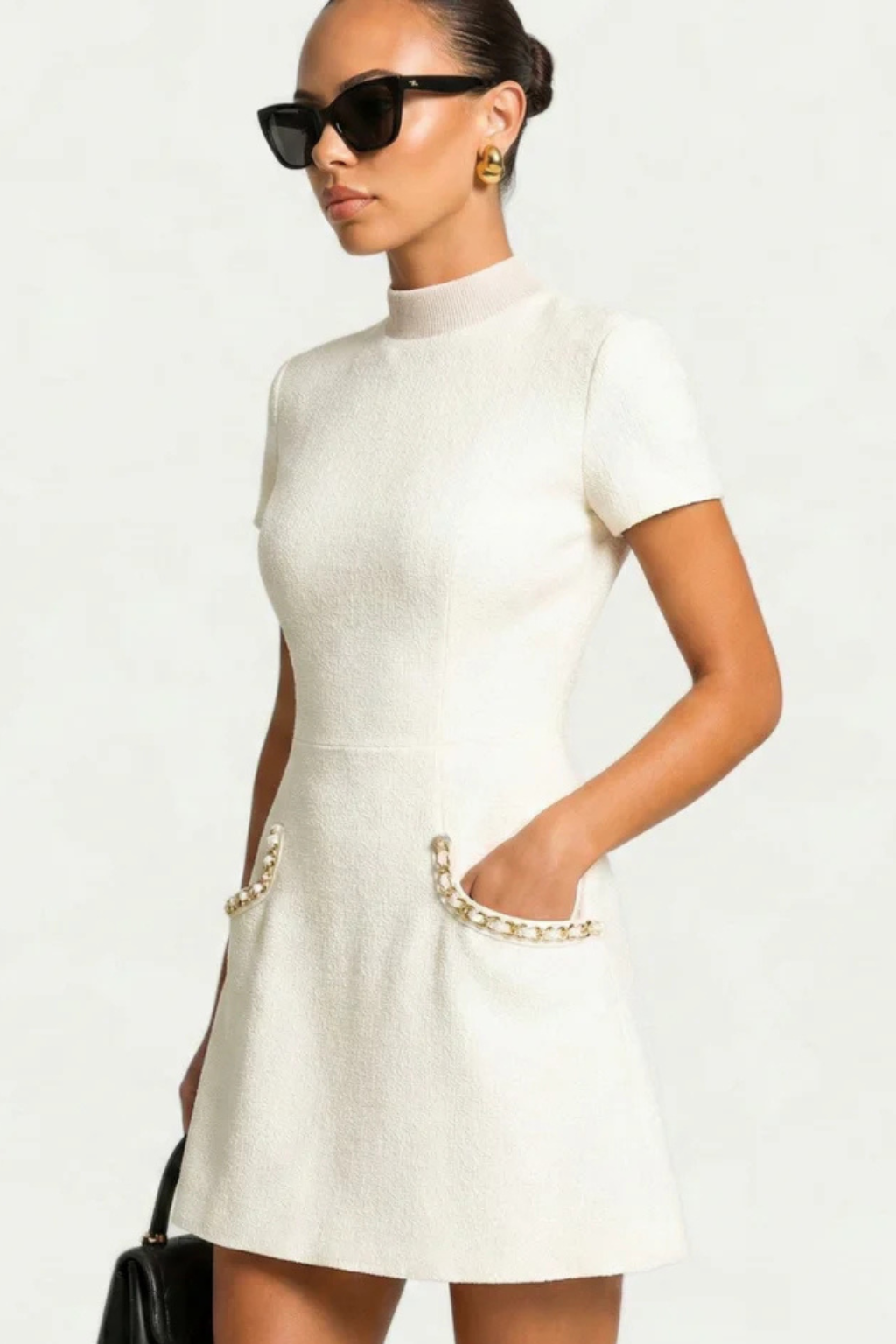 Celestia | Women's Short Sleeve Mock Neck Mini Dress