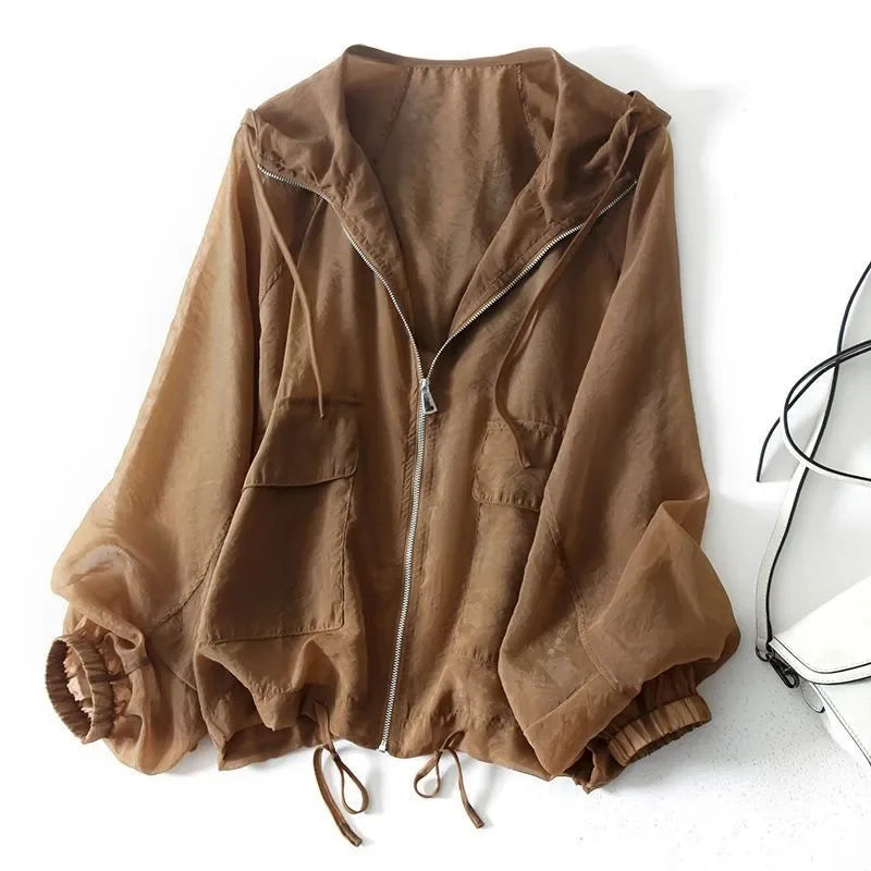 Chana | Women's Drawstring  Zip Front Long Sleeve Hoodie