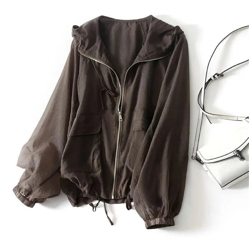 Chana | Women's Drawstring  Zip Front Long Sleeve Hoodie