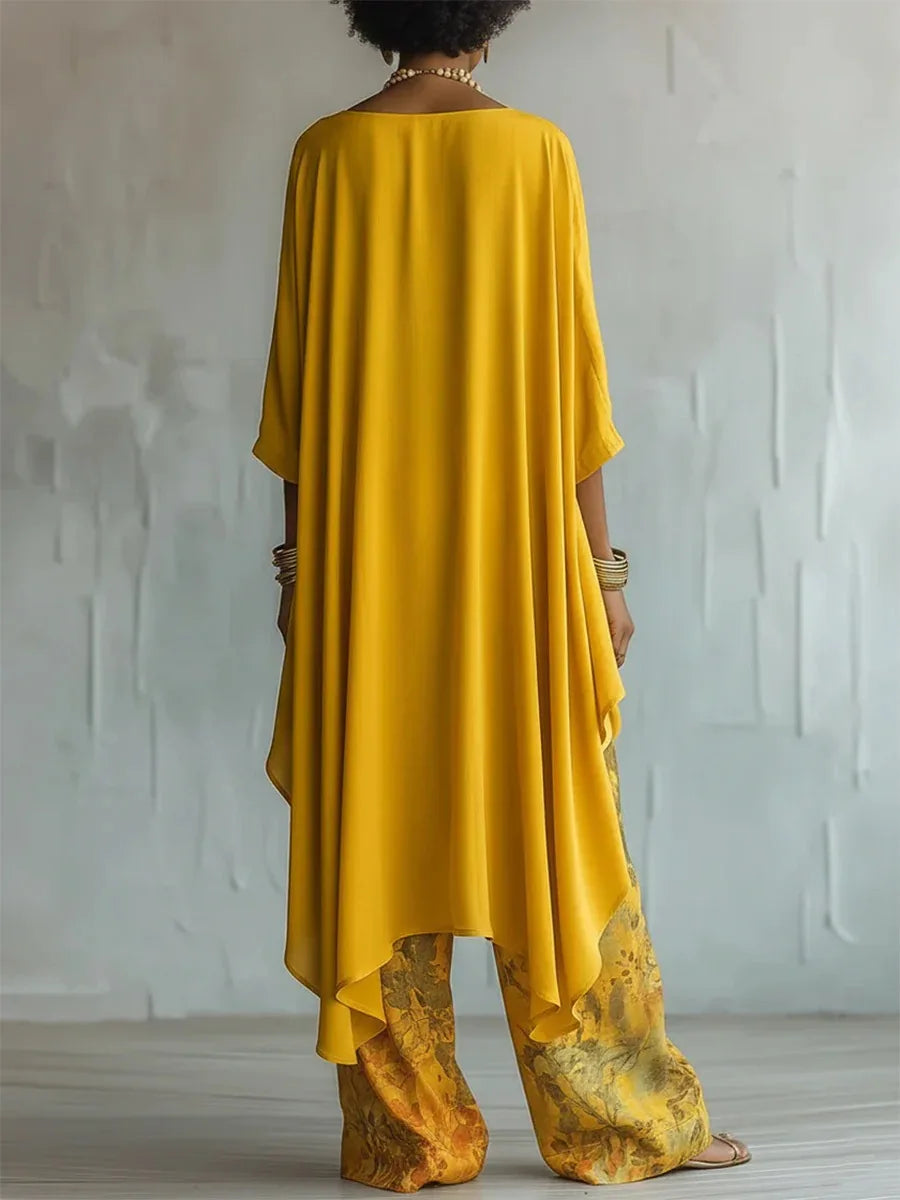 Chandler | Women's Wide Leg Asymmetrical Printed Two Piece Matching Set