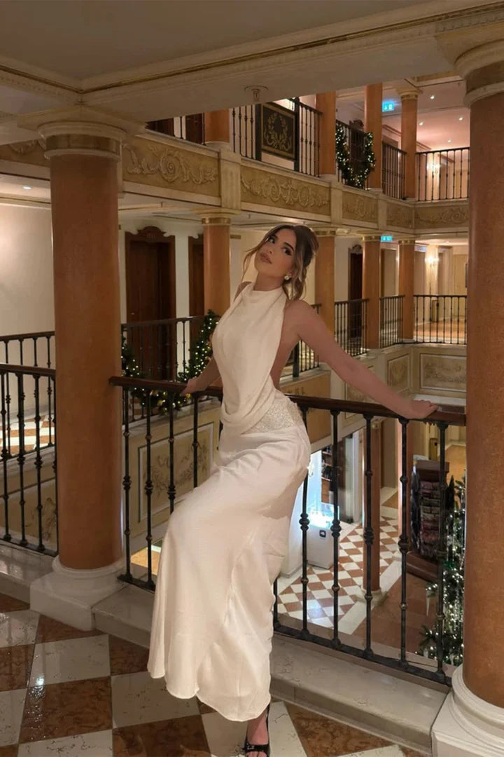 Chanelle | Women's Sleeveless Halter Neck Wedding Guest Dress