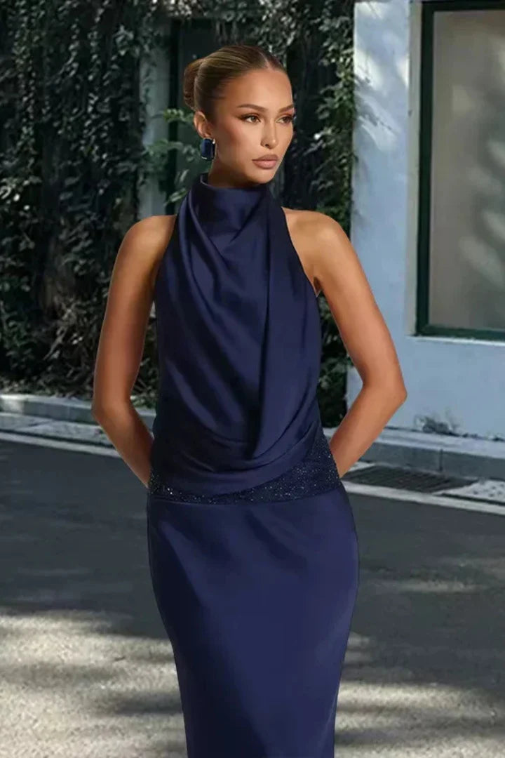 Chanelle | Women's Sleeveless Halter Neck Wedding Guest Dress