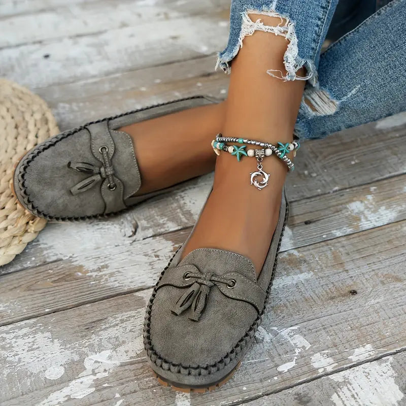Charlene | Women’s Slip On Closed Toe Bow Loafers