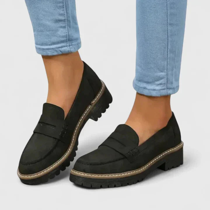 Charlize | Women's Slip-On Low Block Round Toe Loafers