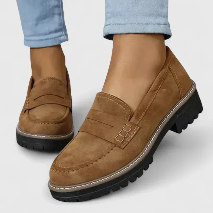 Charlize | Women's Slip-On Low Block Round Toe Loafers