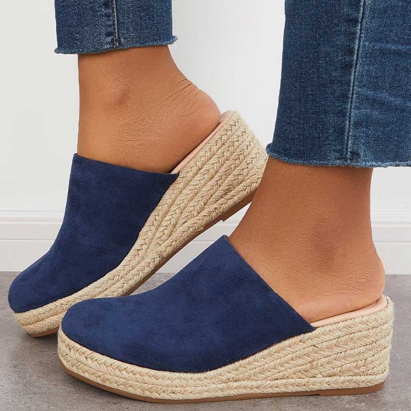 Charmain | Women’s Slip On Platform Wedge Closed Toe Slides