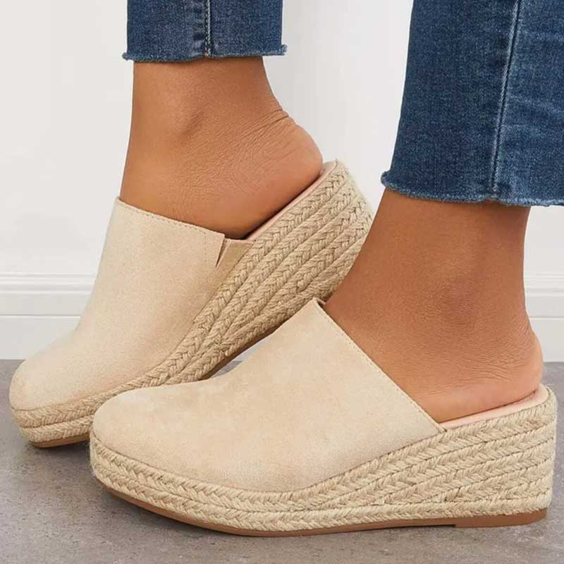 Charmain | Women’s Slip On Platform Wedge Closed Toe Slides
