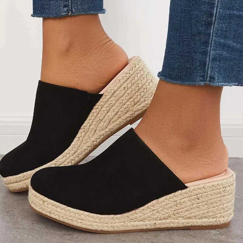 Charmain | Women’s Slip On Platform Wedge Closed Toe Slides