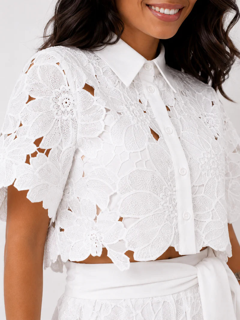 Chelsey | Women’s Collared Short Sleeve Wide Leg Two Piece Set