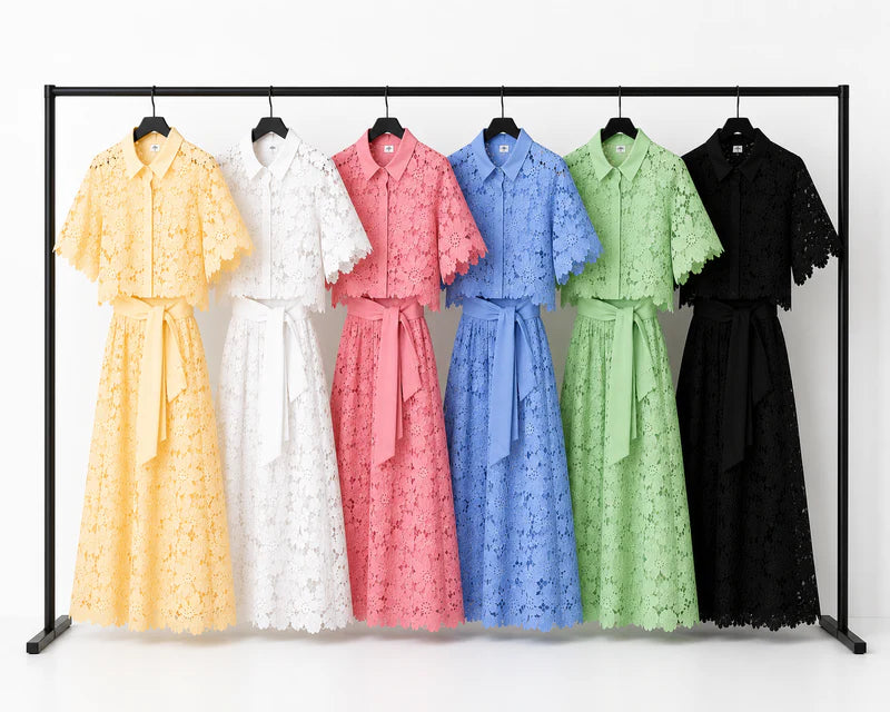Chelsey | Women’s Collared Short Sleeve Wide Leg Two Piece Set