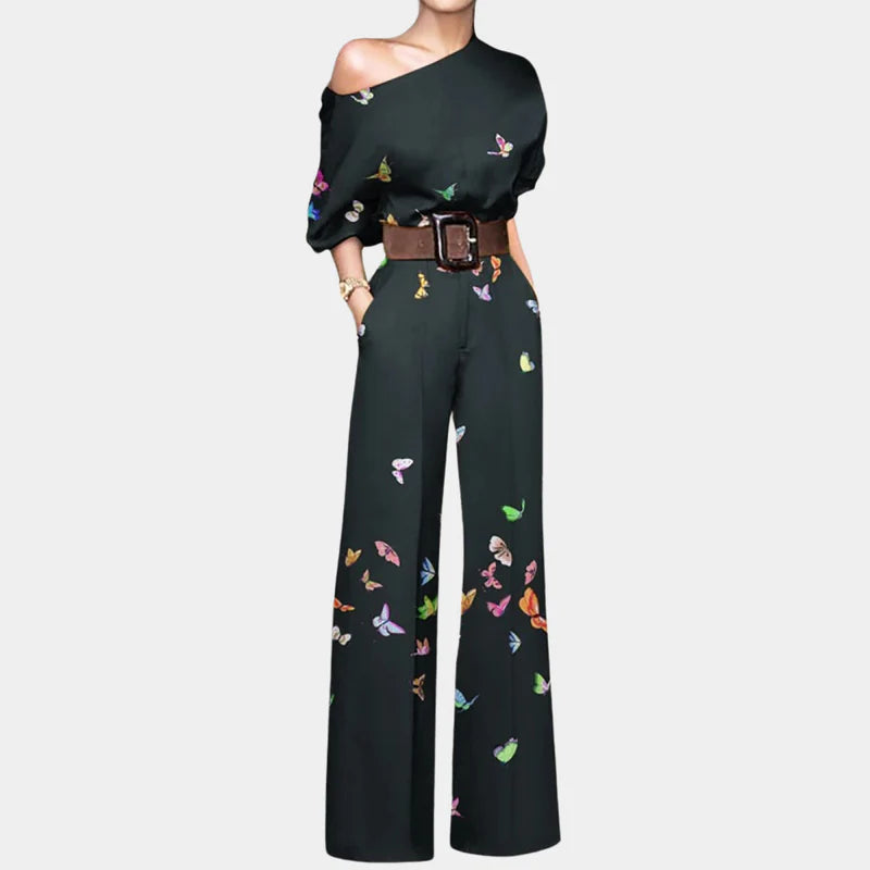 Chevonne | Women’s Asymmetrical One Shoulder Wide Leg Jumpsuit